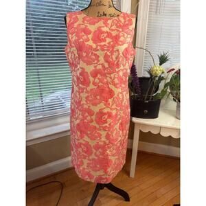 Lafayette New York 148 SILK GRAPEFRUIT JACQUARD DRESS SIZE 8 (900